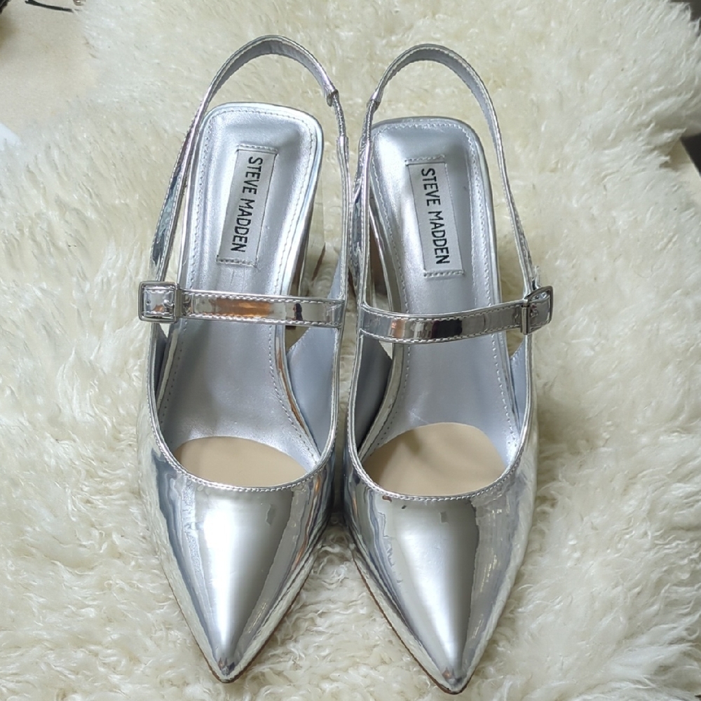 Steve Madden Anyaa Metallic High Block Heels